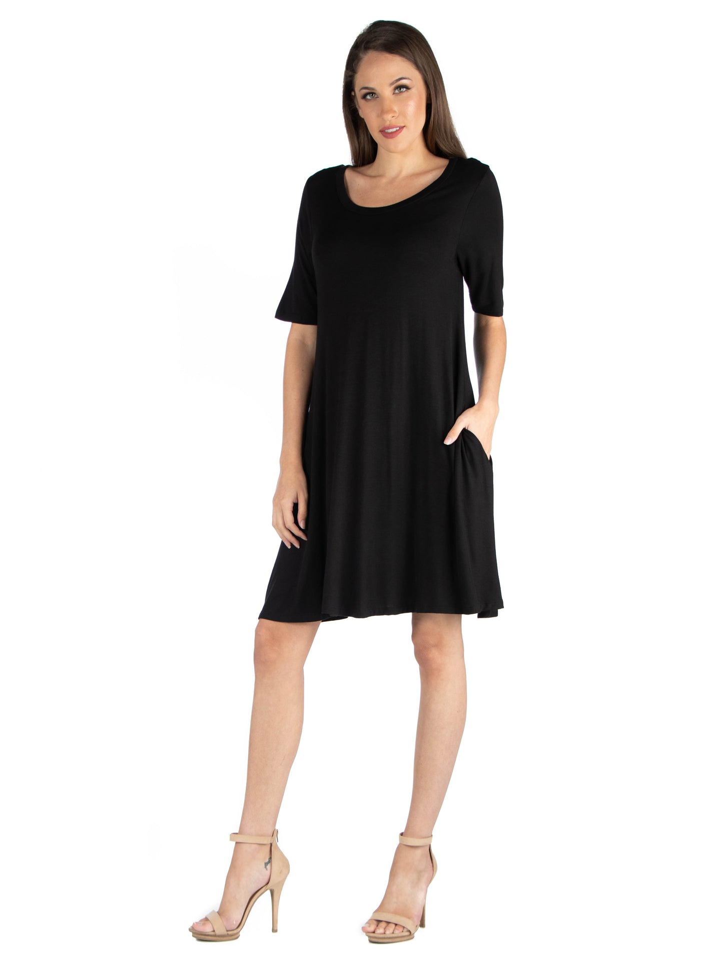 Womens Missy Soft Flare T Shirt Dress with Pocket Detail