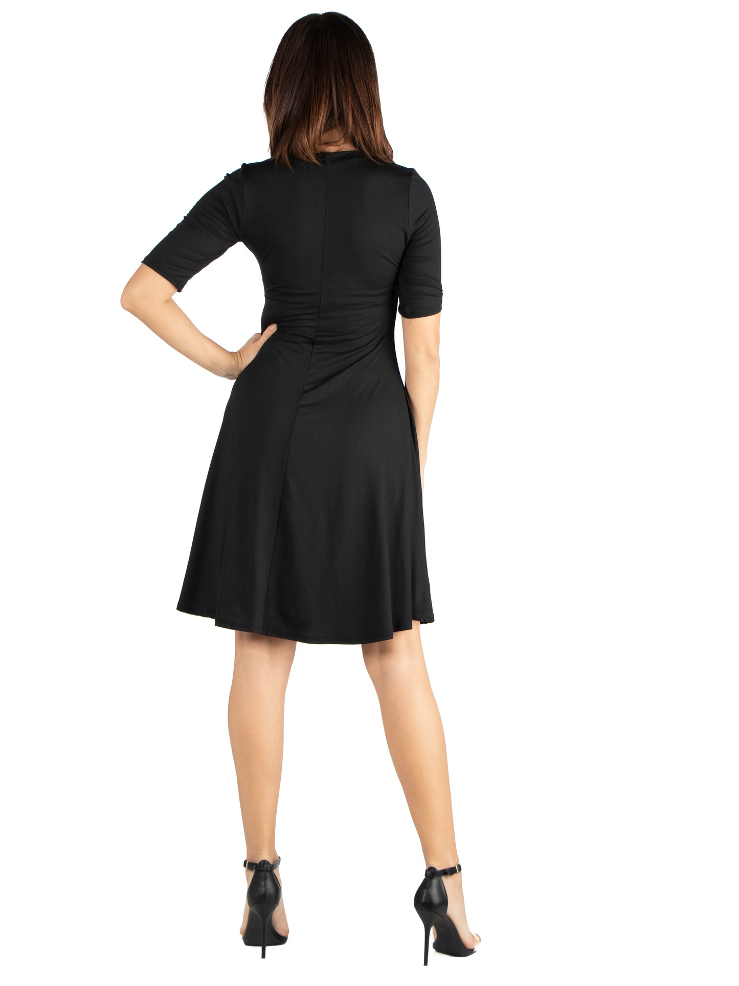 Womens Missy A Line Knee Length Dress Elbow Length Sleeves