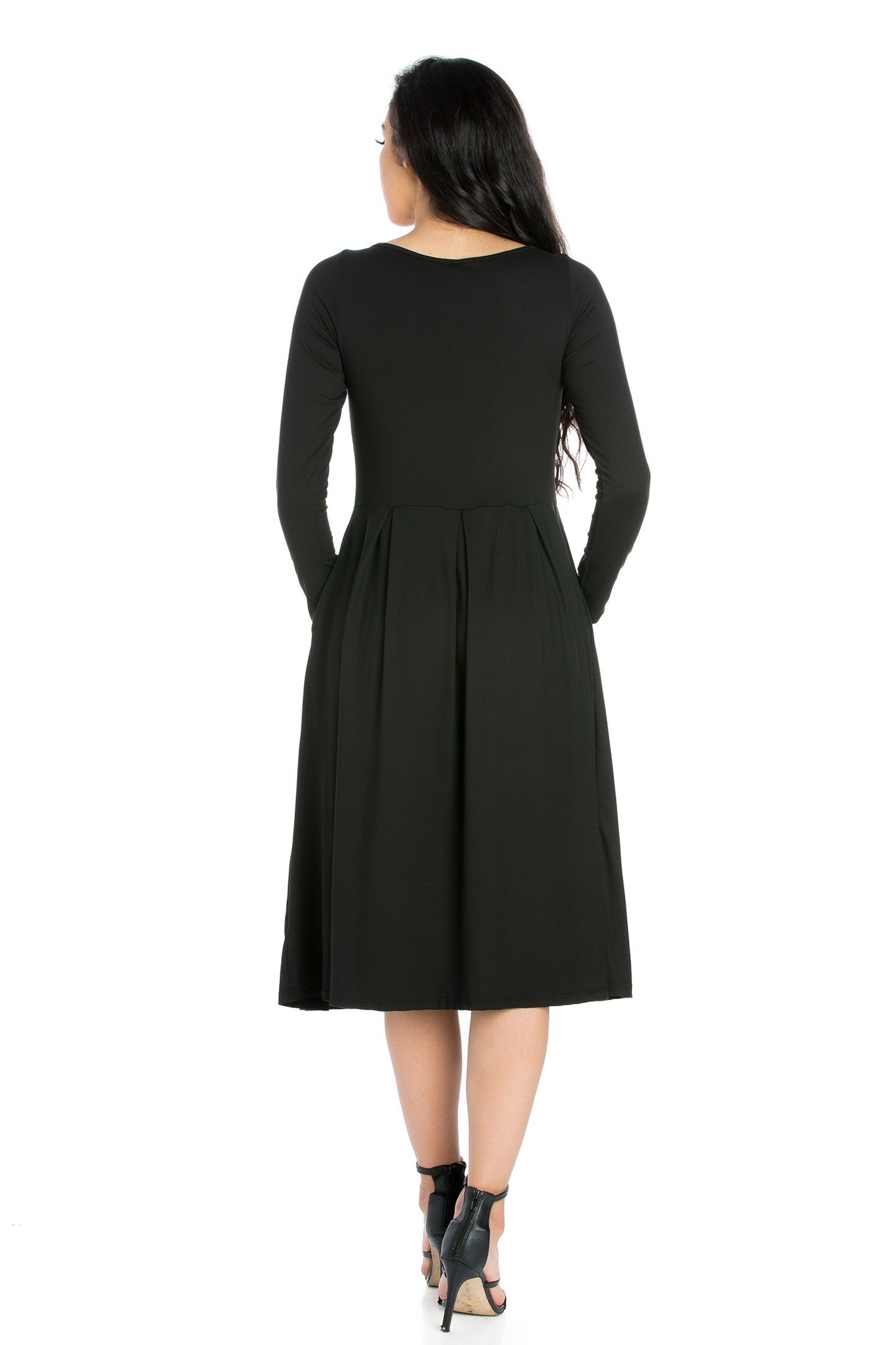 Womens Missy Chic V-Neck Long Sleeve Belted Dress