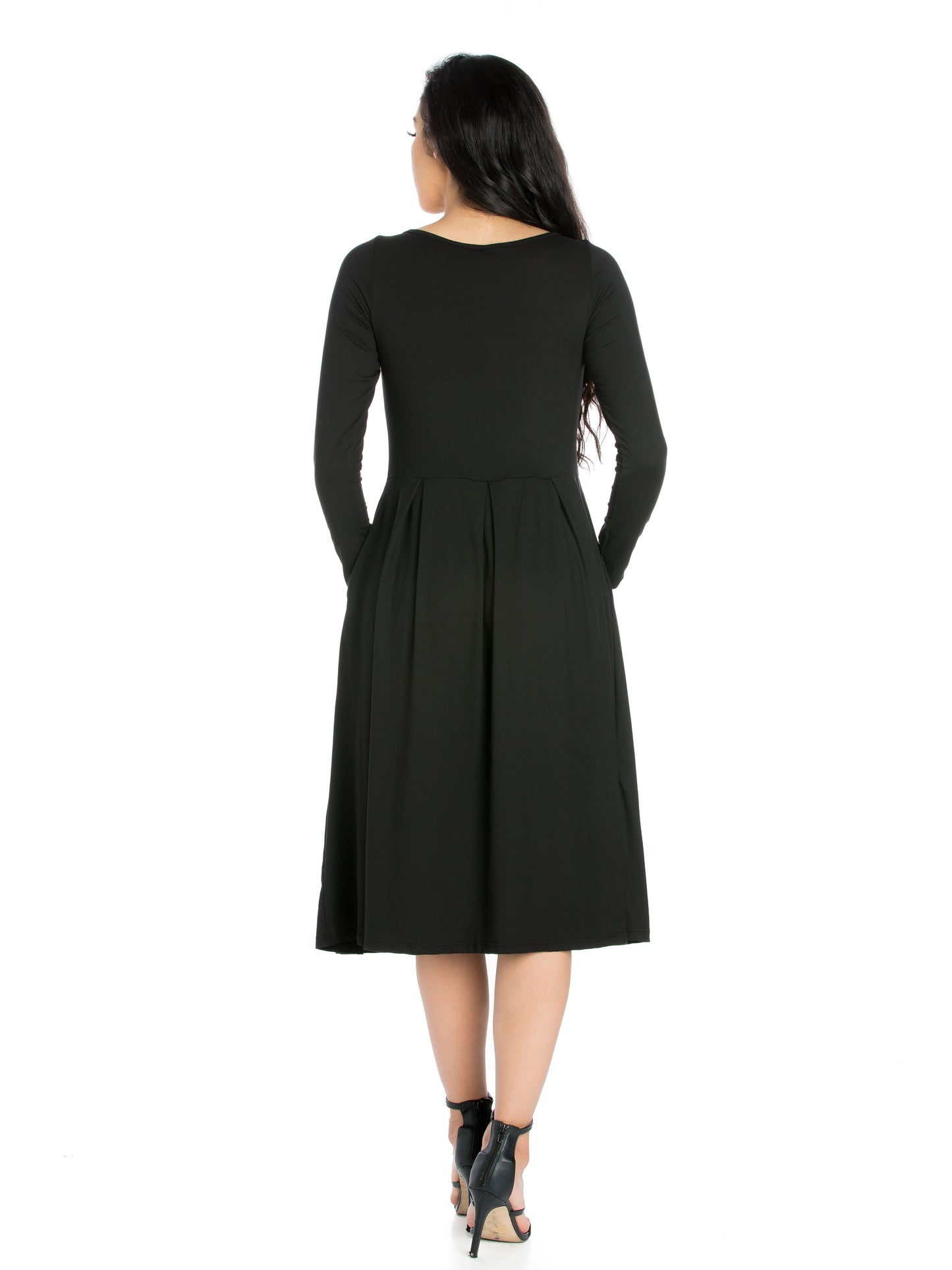 Womens Missy Midi Length Fit N Flare Pocket Dress