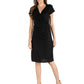 Womens Missy Short Sleeve Knee Length Faux Wrap Dress