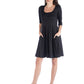 Womens Missy Three Quarter Sleeve Fit and Flare Mini Dress