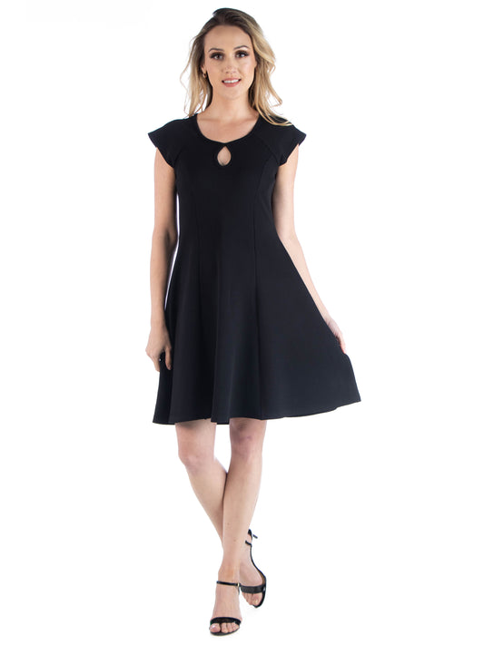 Womens Missy Scoop Neck A Line Dress with Keyhole Detail