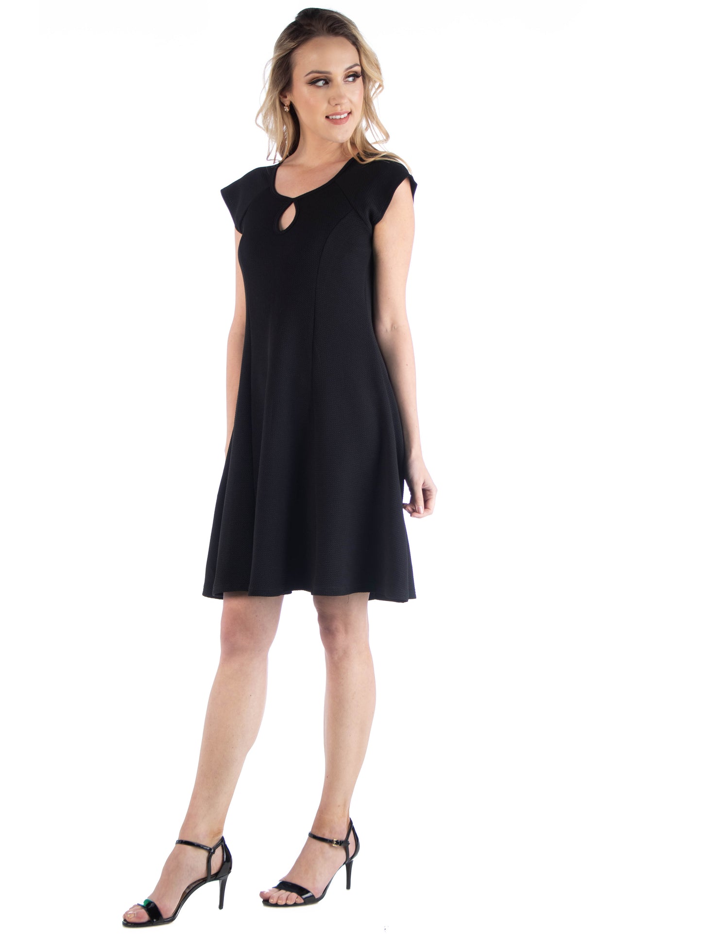 Womens Missy Scoop Neck A Line Dress with Keyhole Detail