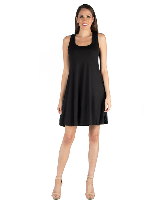 Womens Missy Sleeveless A Line Fit and Flare Skater Dress