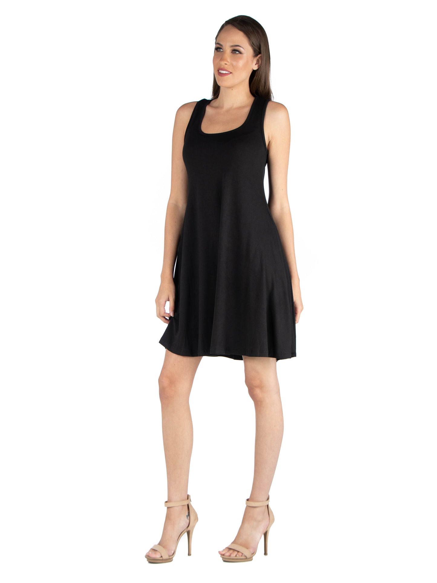 Womens Missy Sleeveless A Line Fit and Flare Skater Dress