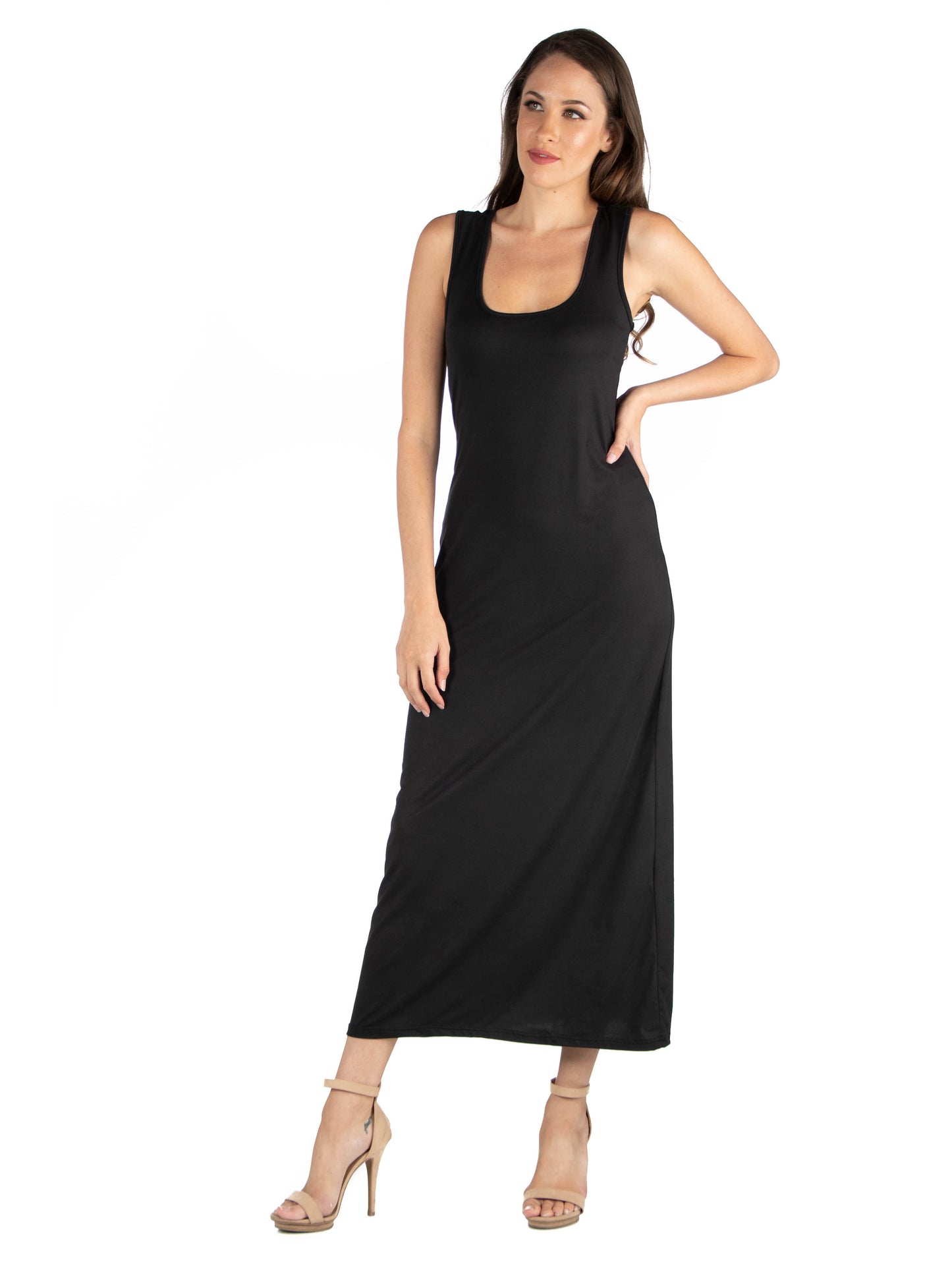 Womens Missy Scoop Neck Maxi Dress with Racerback Detail