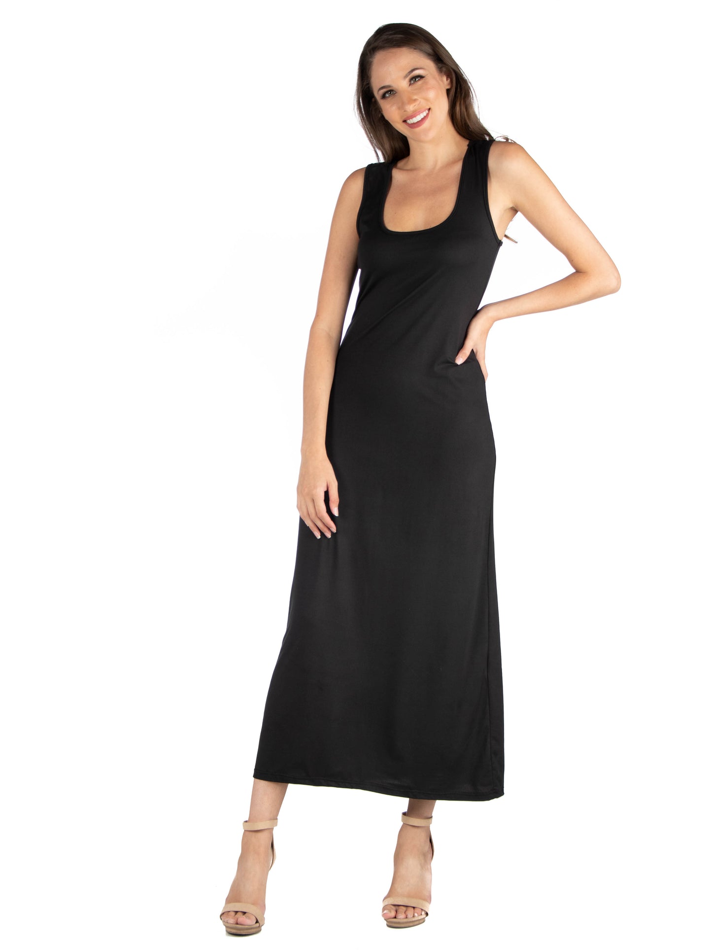 Womens Missy Scoop Neck Maxi Dress with Racerback Detail