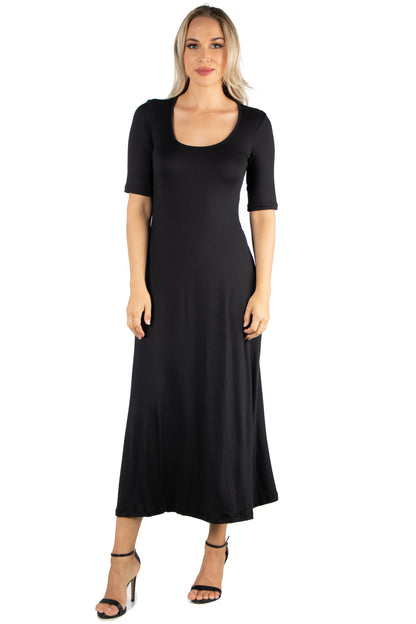 Womens Missy Casual Maxi Dress With Sleeves