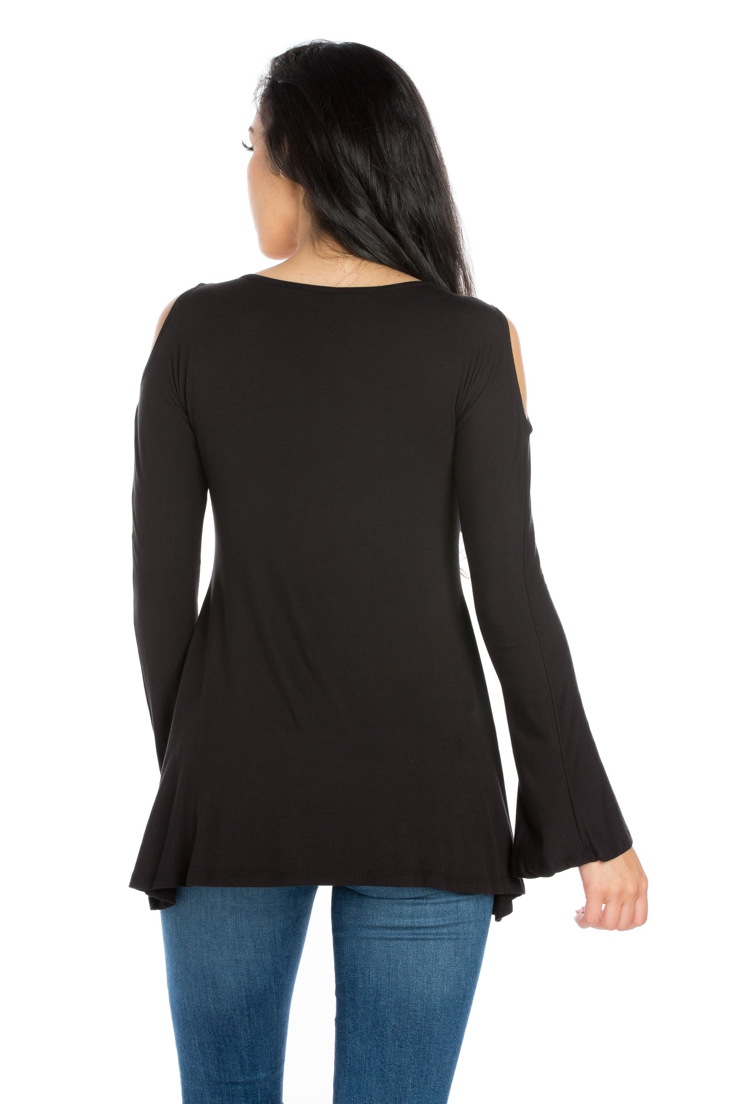 Womens Missy Long Sleeve Knee Length Asymmetrical Tunic Top