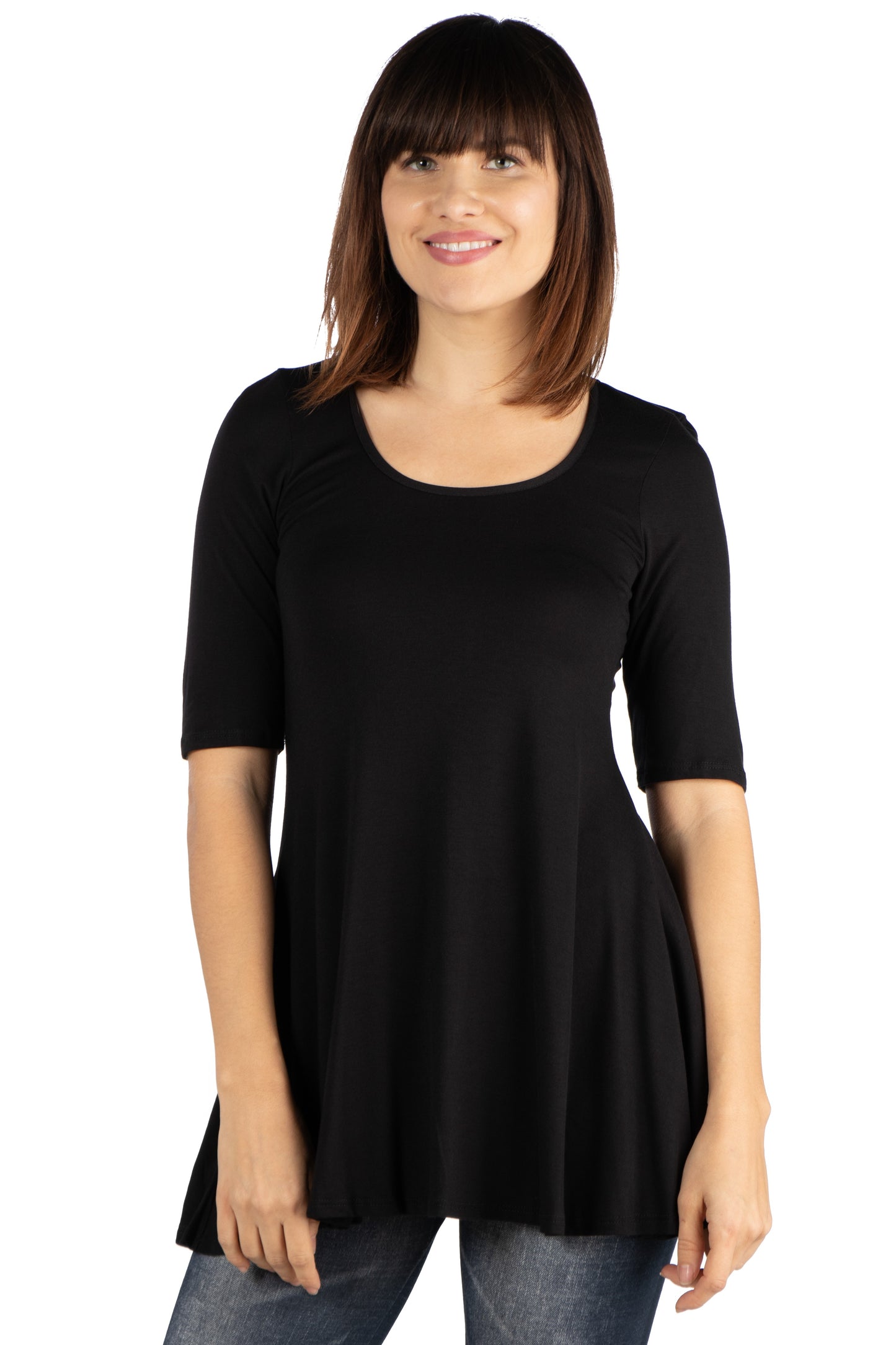 Womens Missy Elbow Sleeve Swing Tunic Top For Women