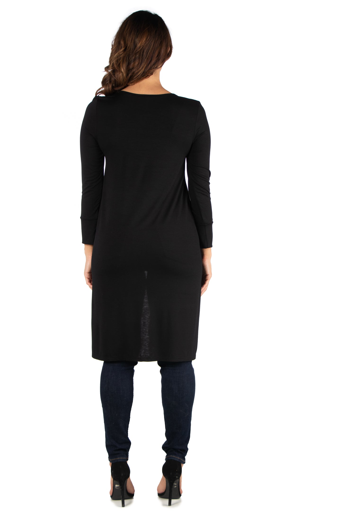 Womens Missy Long Sleeve Split Hemline Tunic Top