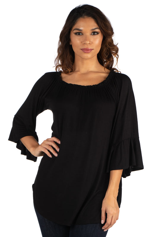 Womens Missy Bell Sleeve Loose Fit Tunic Top