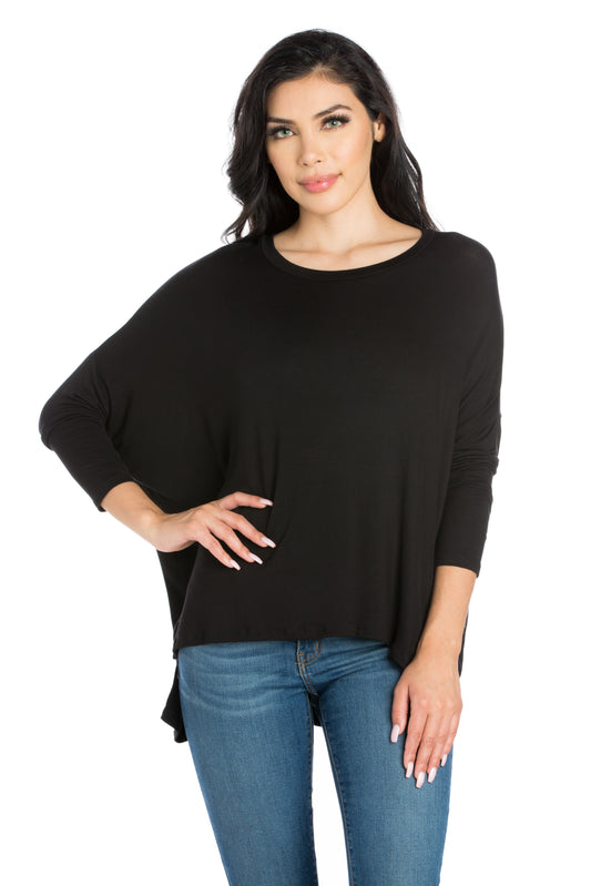 Womens Missy Oversized Long Sleeve Dolman Top