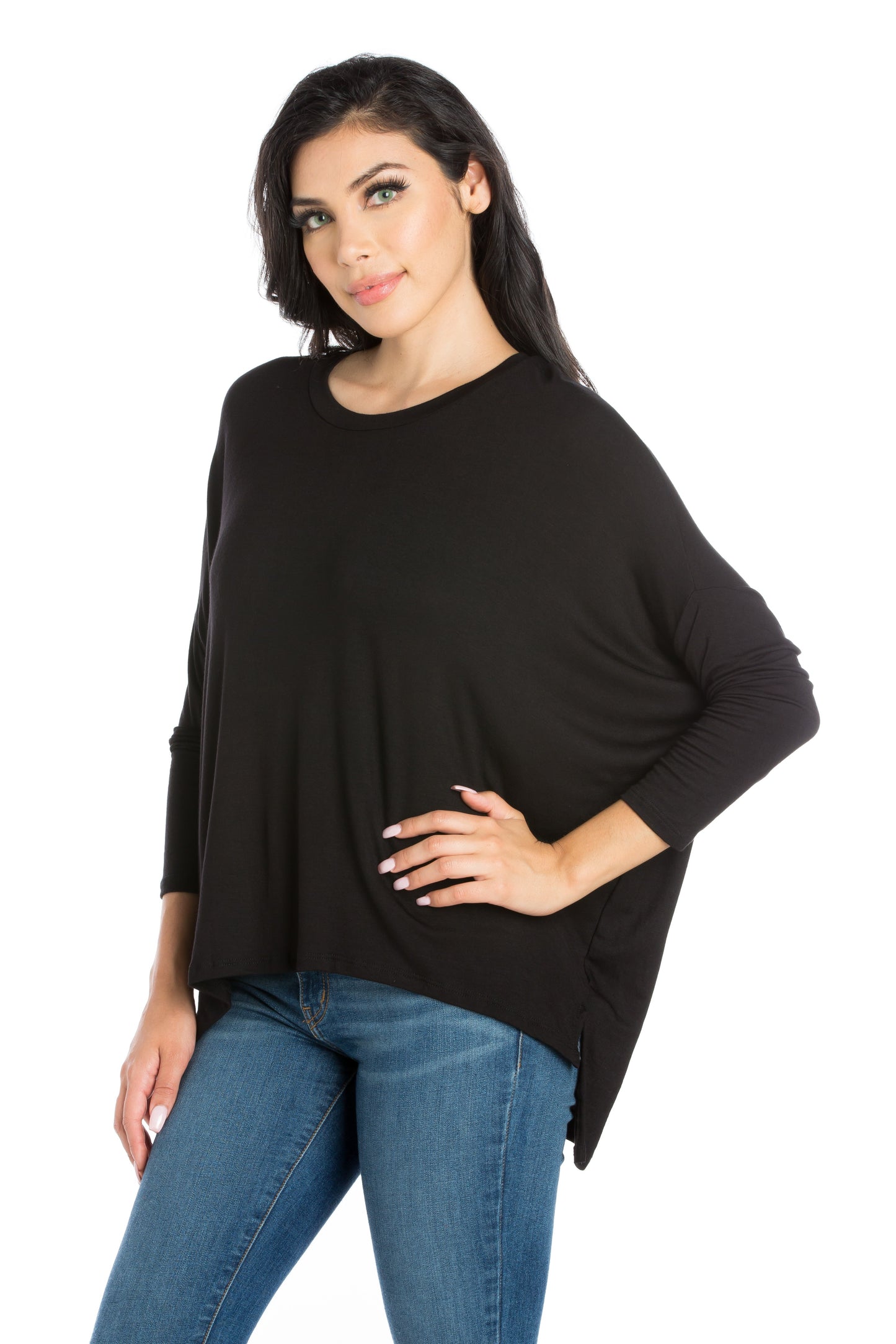 Womens Missy Oversized Long Sleeve Dolman Top