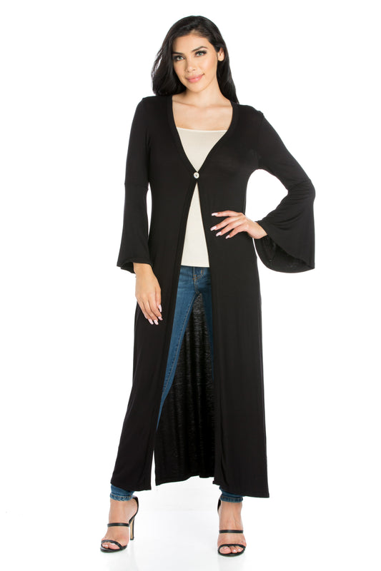 Womens Missy Bell Sleeve Maxi Length Cardigan Duster