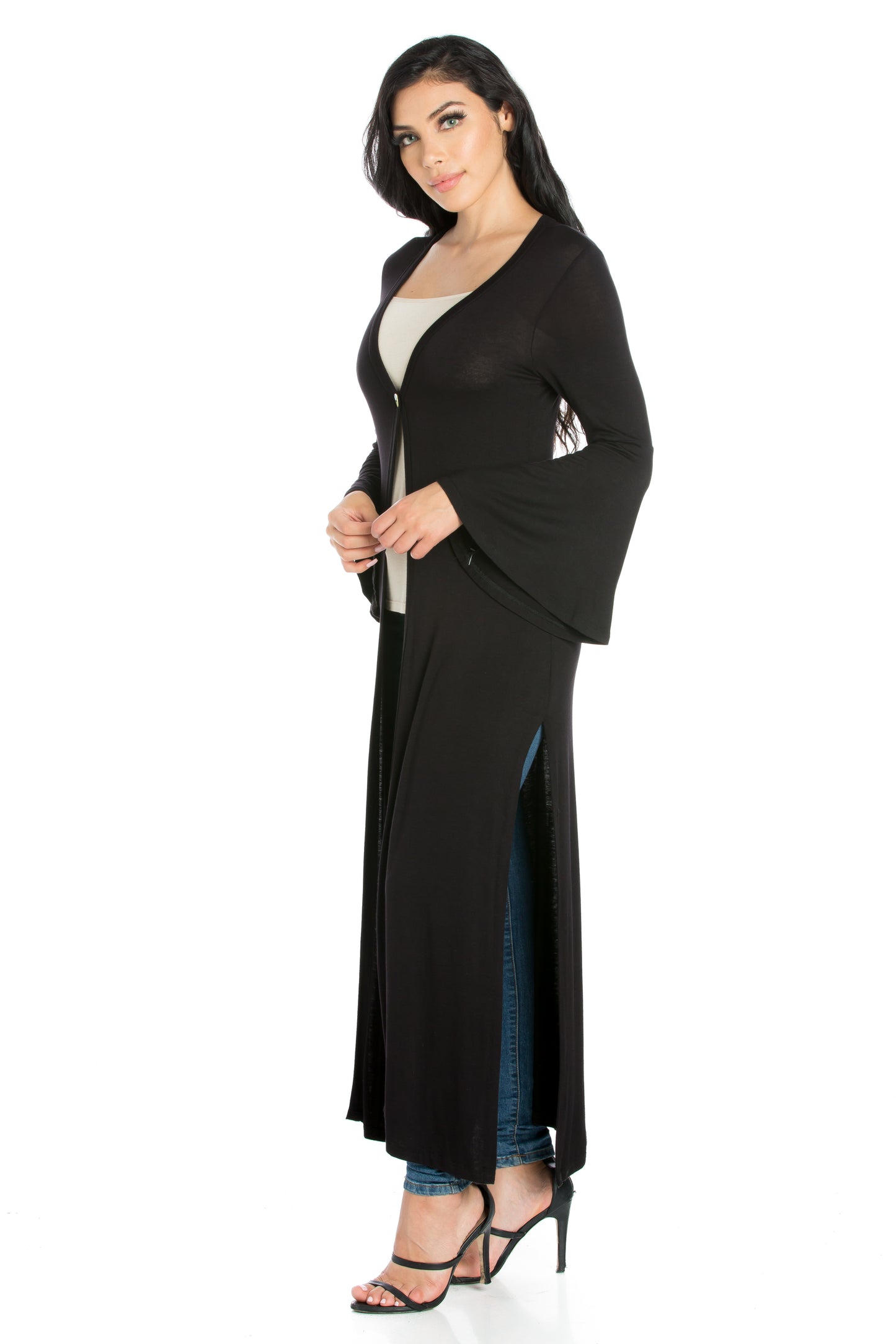 Womens Missy Bell Sleeve Maxi Length Cardigan Duster