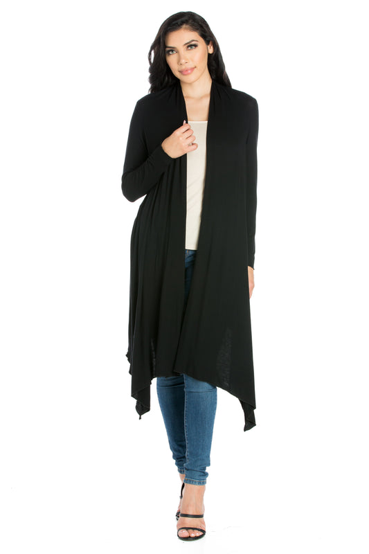 Womens Missy Extra Long Open Front Cardigan