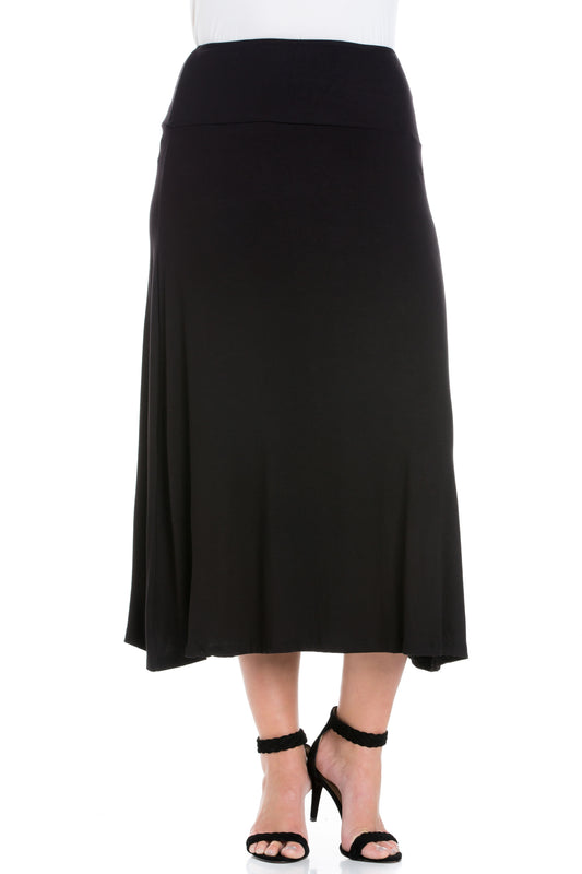 Womens Missy Elastic Waist Solid Color Maxi Skirt