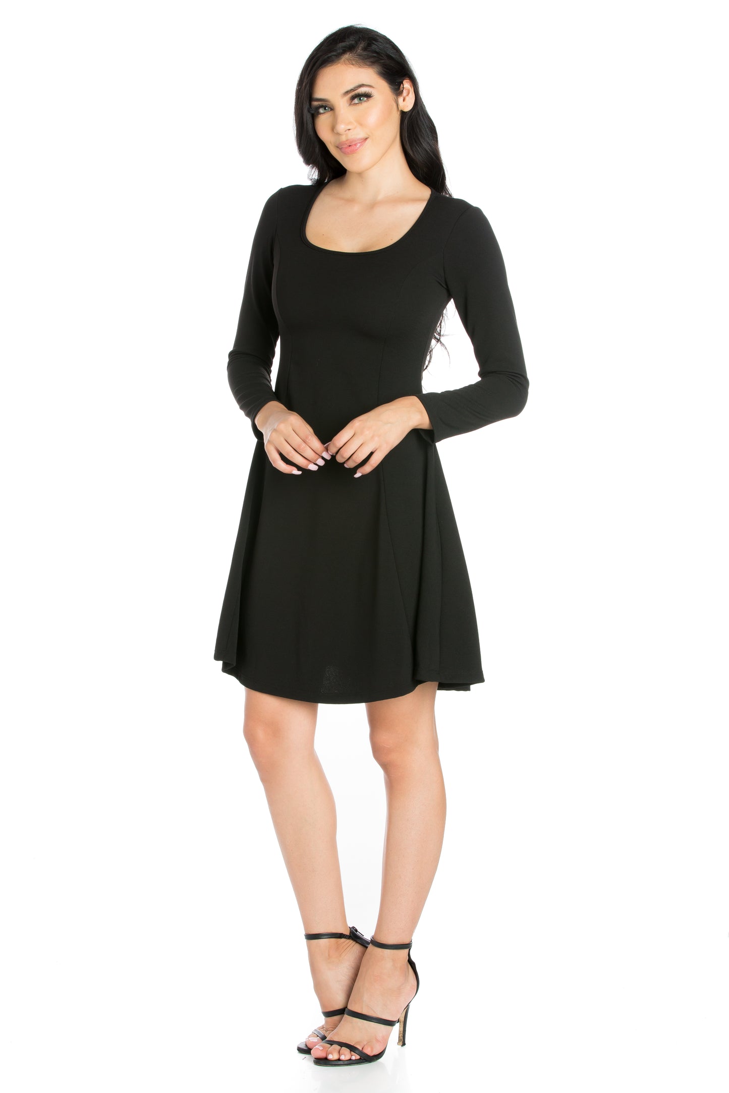 Womens Missy Long Sleeve Knee Length Skater Dress