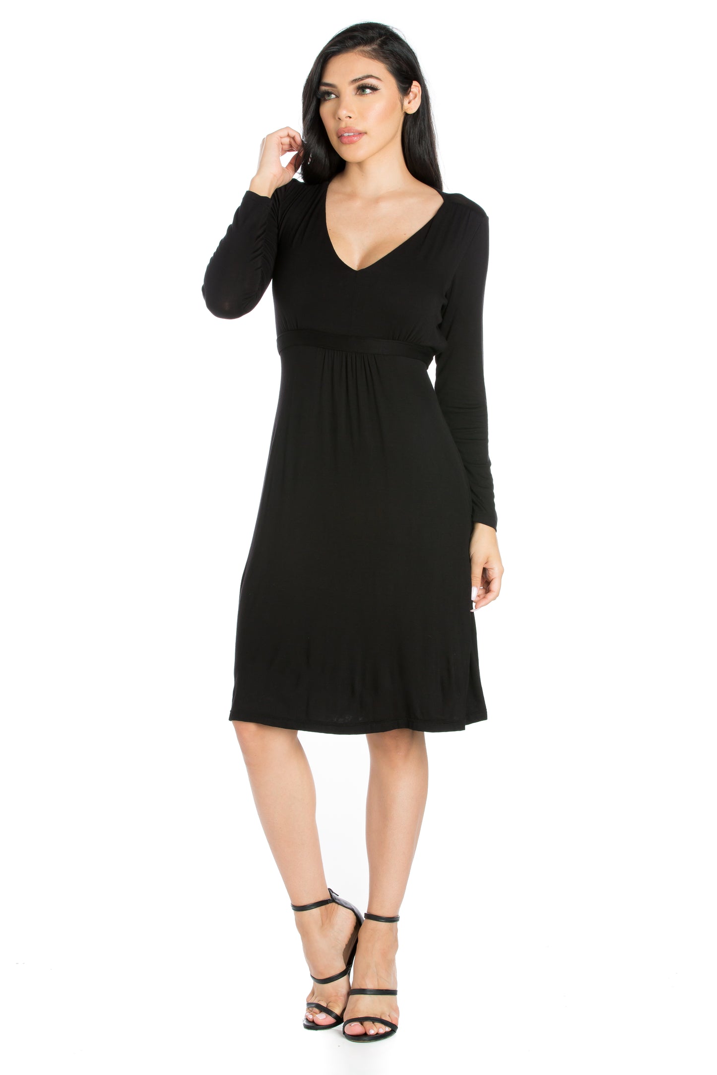 Womens Missy Long Sleeve V-Neck Cocktail Dress