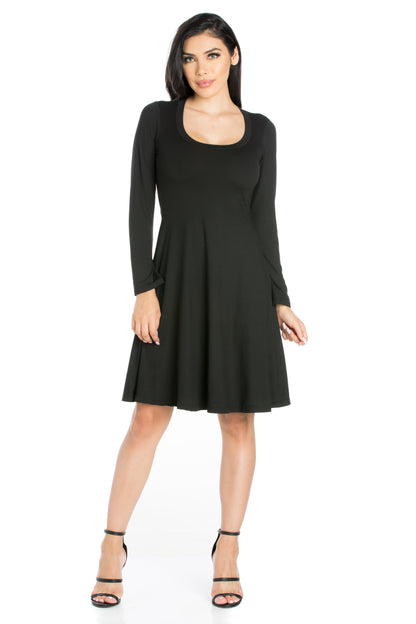 Womens Missy Classic Long Sleeve Flared Mini Dress