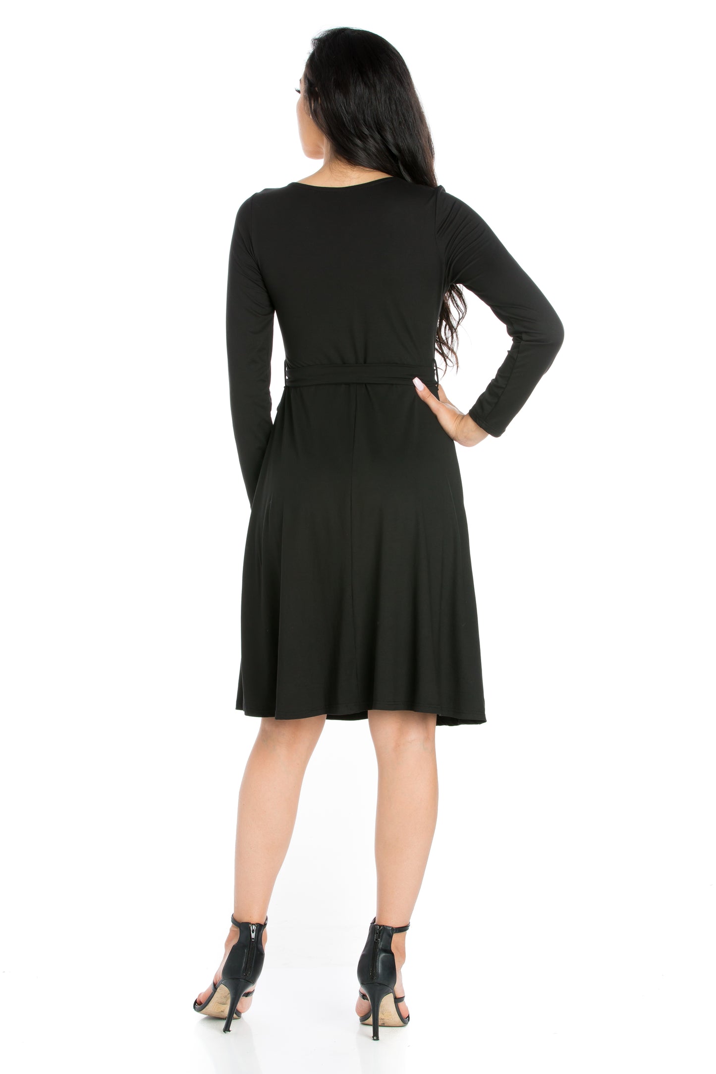 Womens Missy Midi Dress with Short Sleeves and Pocket Detail