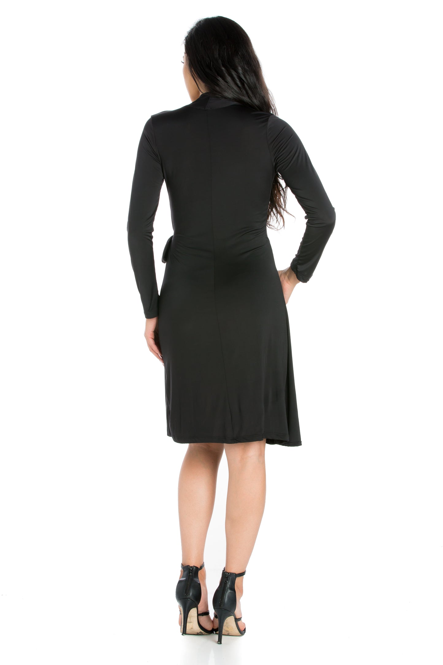 Womens Missy Draped in Style Knee Length V Neck Dress