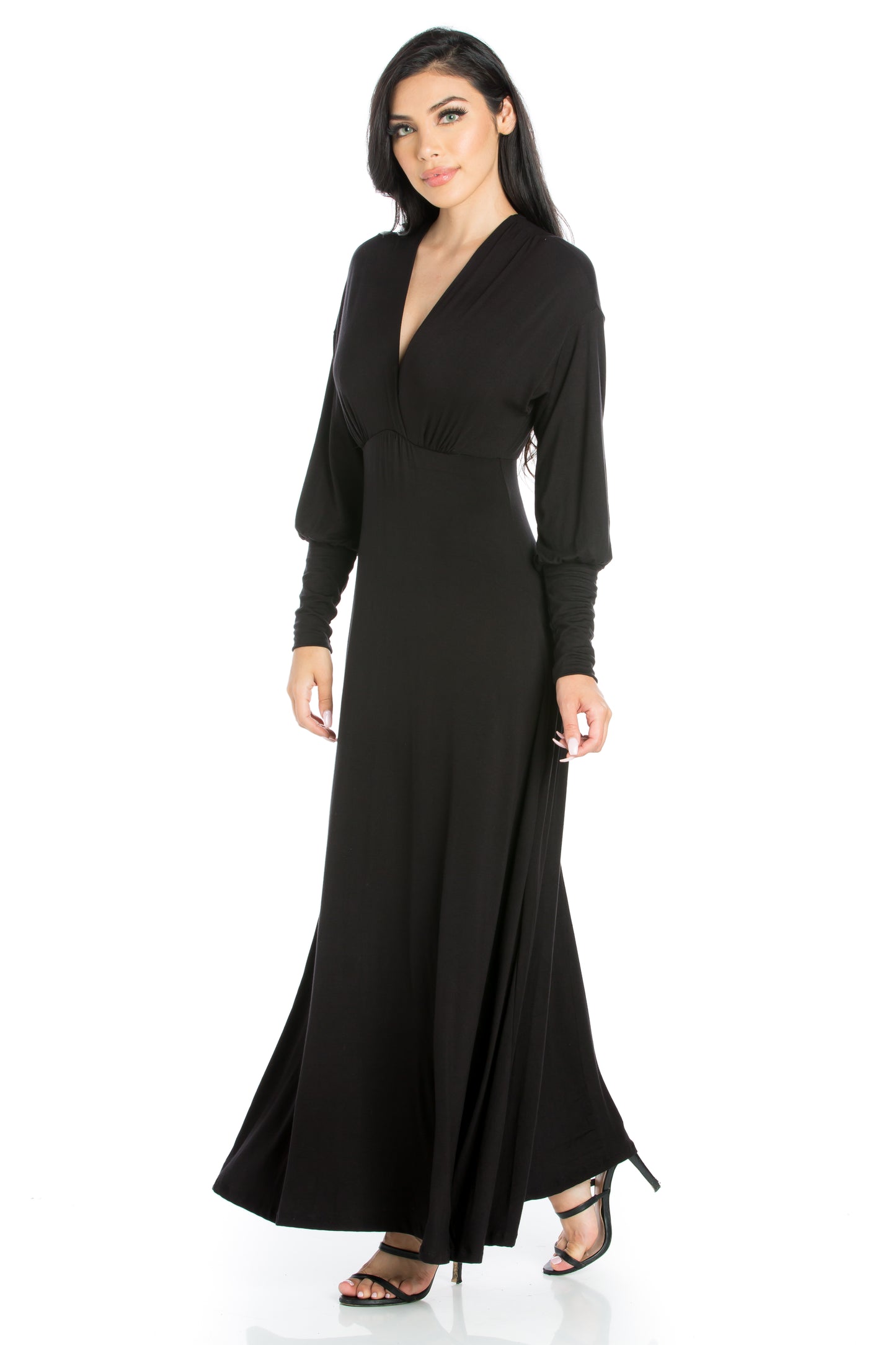 Womens Missy V-Neck Long Sleeve Maxi Dress