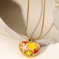 Floral Heart Shape Pendant Chain Necklace