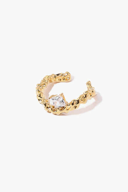 Inlaid Rhinestone Open Ring in Gold