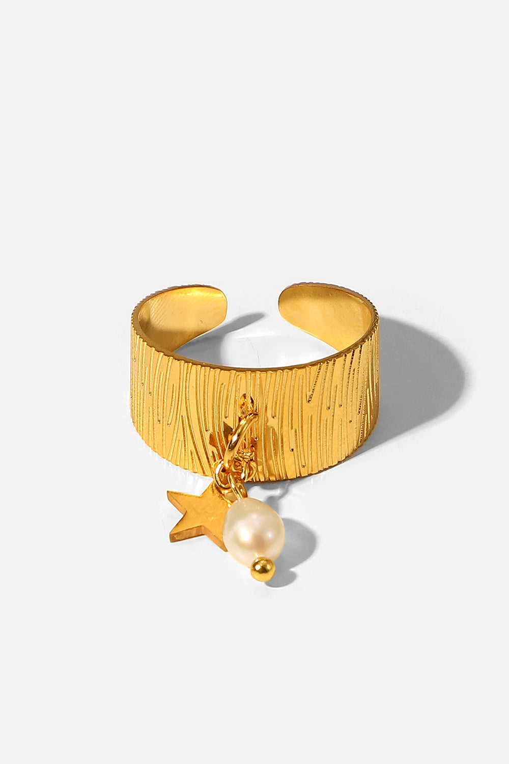 Gold-Plated Open Ring with Star Charm