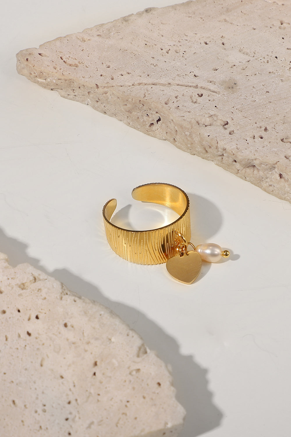 Gold-Plated Open Ring with Charms