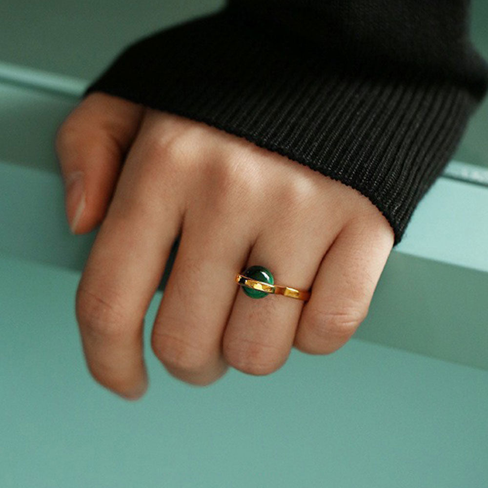 Malachite Gold-Plated Ring